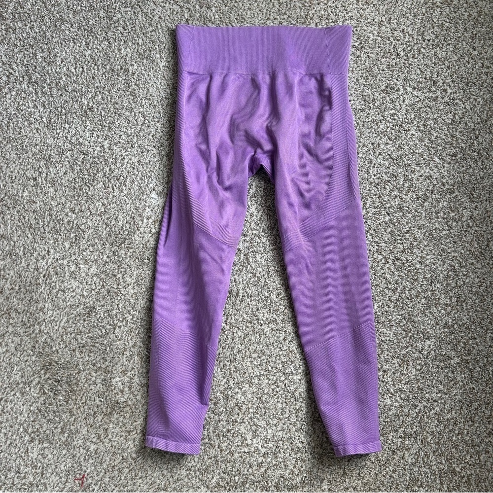 🦋 Purple Ribbed Leggings Athleisure Athletic Casual Workout Small
